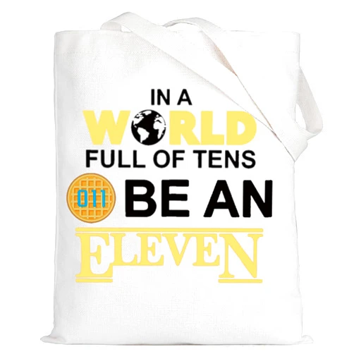LEVLO Eggo Waffles Cosmetic Bag Eggo Waffles Fans Inspired Gift In A World Full of Tens Be An Eleven Waffle Makeup Zipper Pouch Bag (Be An Eleven Tote)