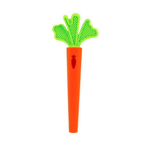 Nuby Silicone Carrot Tube Teether - Baby Teething Toy - Massaging Bristles for Sore Gums - 3+ Months
