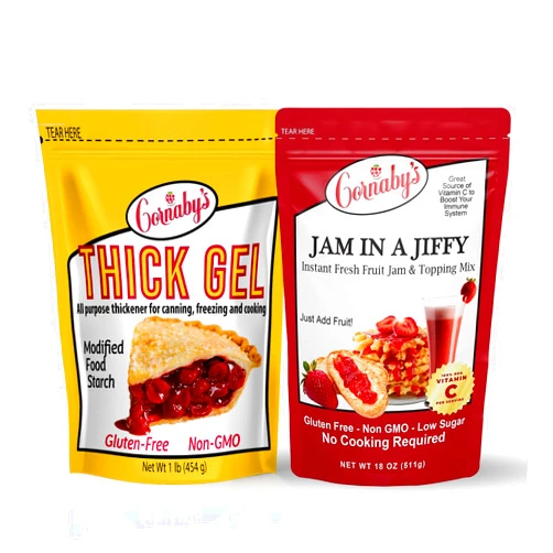 Cornaby's Jam in a Jiffy - Instant Fresh or Freezer, No Cook, Low Sugar Jam Mix + Cornaby’s Thick Gel 1 lb. (Pack of 1) | Premium Waxy Maize Starch, 2x More Thickening