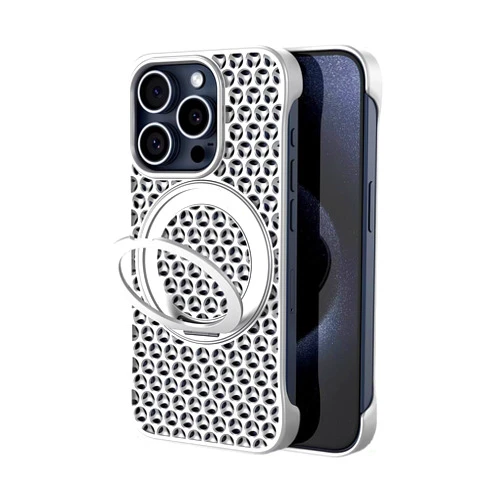 ANSCLT Heat Dissipation Mobile Phone Case for iPhone 16 Pro Max,Ring Magnetic Folding Bracket, Porous Effect Cooling to Protect The Phone 6.9