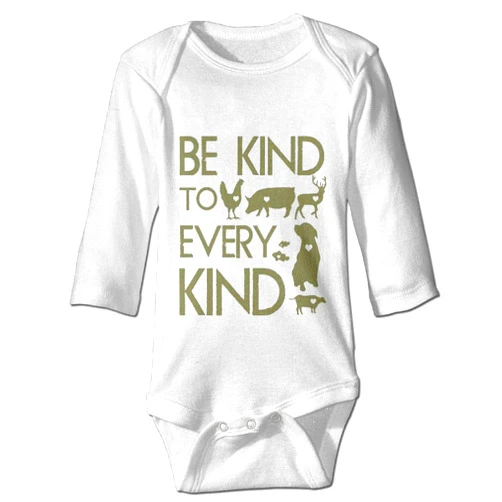 LyCheer Be Kind to Every Kind Vegan Vegetarian - Baby Bodysuit Rompers Infant Clothes White