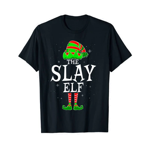 Family Merry Xmas Pajamas Pjs Outfit Set Gifts Tee The Slay Elf Group Matching Family Christmas Beautiful T-Shirt