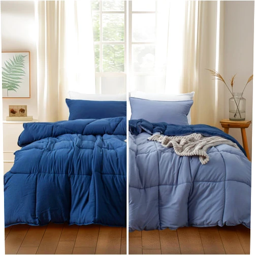 KASENTEX Queen Size Comforter Set with 2 Shams - Down Alternative Duvet Insert with Corner Ties, Reversible, Lightweight, Ultra Soft, Machine Washable, All-Season（Dress Blues/Tempest）