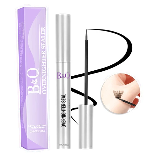B&Qaugen B&Q Lash Sealer 10ML Overnighter Lash Sealer for Cluster Lashes Black Lash Sealant for Eyelash Extensions Waterproof Lash Overnight Sealer Long Lasting Lock the Lash Bond (Black Seal 10ml)
