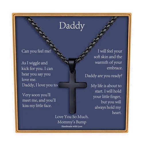 Ieftop Cross Necklace Gifts for Men Him, Silver/Gold/Black Cross Necklace Stainless Steel Cross Pendant Necklaces for Men Anniversary Birthday Christmas Gifts for Dad Son Husband Boyfriend from Daughter Wife