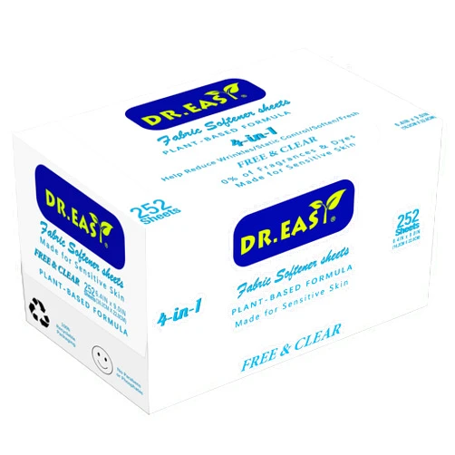 DR. EASY DR.EASY Dryer Sheets Plant Based Formula 252 Ct Fabric Softener sheets for Laundry Free & Clear Essential Oil Scented No Artificial Fragrances No Dyes Reduce Static & Wrinkles Help Repel Pet Hair