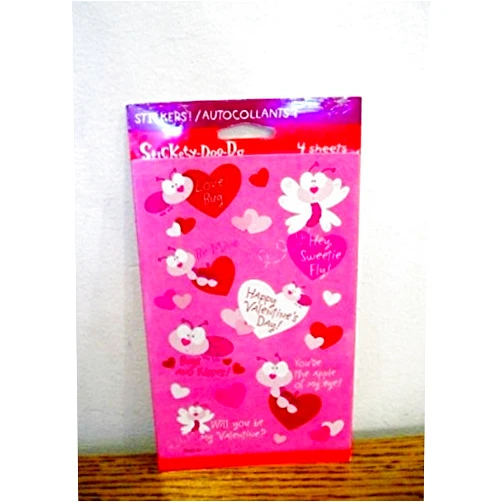 American Greetings Stickety Doo Da Valentines Stickers - 68 Stickers Bees Love Bug Messages