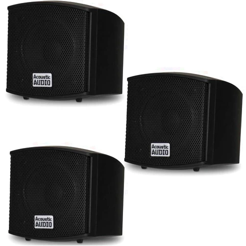 Acoustic Audio by Goldwood Acoustic Audio AA321B Mountable Indoor Black Speakers 600 Watts 3 Piece Set AA321B-3S
