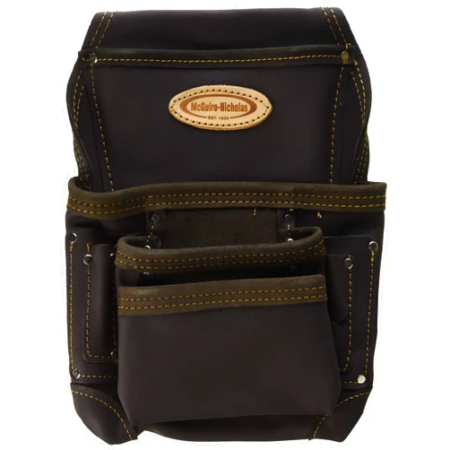 McGuire-Nicholas Oil Tanned Leather 10 Pocket Nail and Tool Pouch, Tan Brown (870-CC)