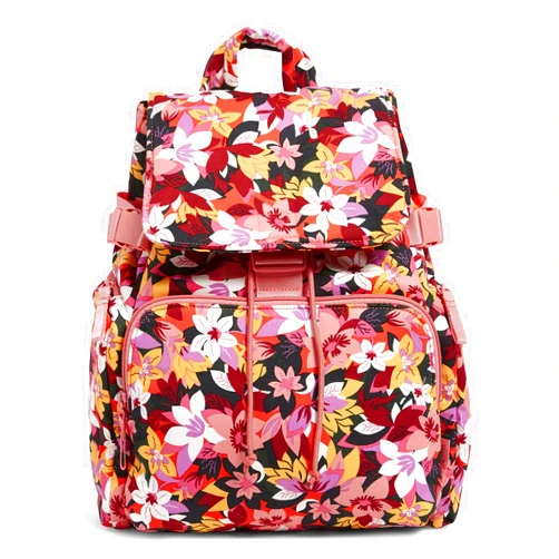 Vera Bradley Women's Cotton Utility Backpack, Rosa Floral - Recycled Cotton, One Size