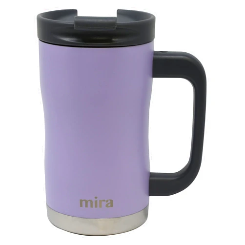 MIRA Vacuum Insulated Coffee Mug with Handle, 14oz Stainless Steel Tea Coffee Travel Mug, Double Wall Reusable thermal Coffee Cup with Lid, Lavender Violet