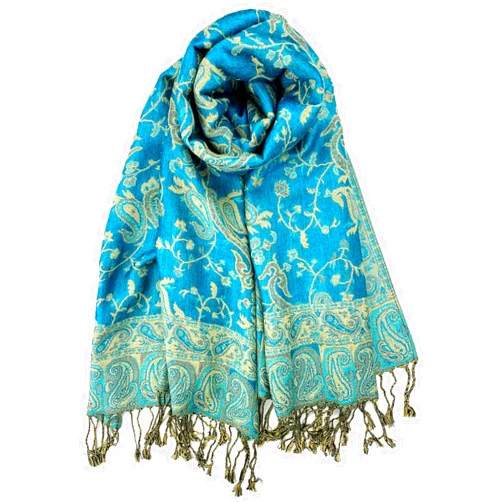 Plum Feathers Tapestry Ethnic Paisley Pattern Pashmina Shawl Scarf, Womens Pashmina Shawl Wrap with Fringes
