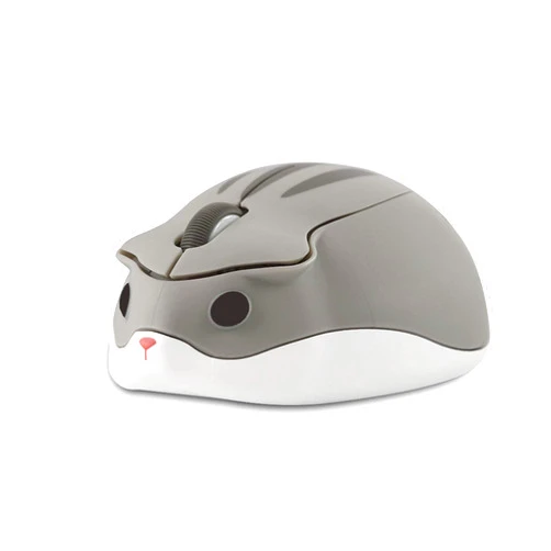 CHUYI Hamster Shape Wireless Silent Mouse Cartoon and Cute Portable Animal Optical Cordless Mice for Travel Library Computer Laptop School Kids Children Gift (Grey)