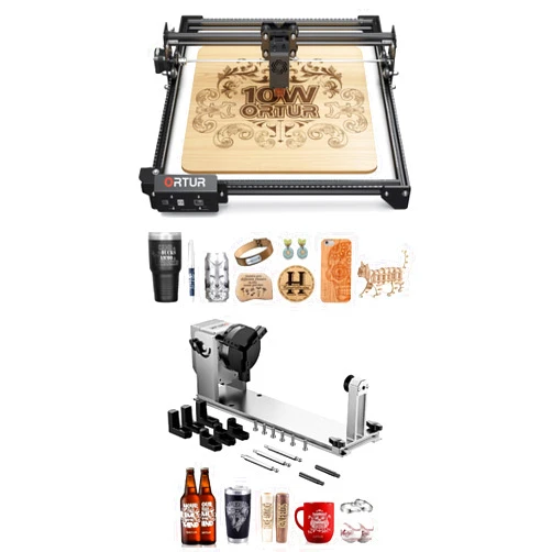 Ortur Laser Master 2 S2 LU2-10A, 10W Output Power Laser Engraver and Cutter and Ortur Y-axis Rotary Chuck