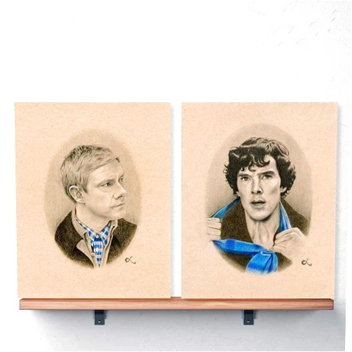 LoLo-ology John Watson and Sherlock Holmes Art Set Sherlock Prints of Martin Freeman and Benedict Cumberbatch