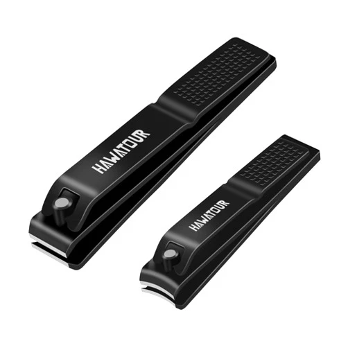 HAWATOUR Nail Clippers Set, Ultra Sharp Sturdy Fingernail and Toenail Clipper Cutters with Visibly Tin Case, Black