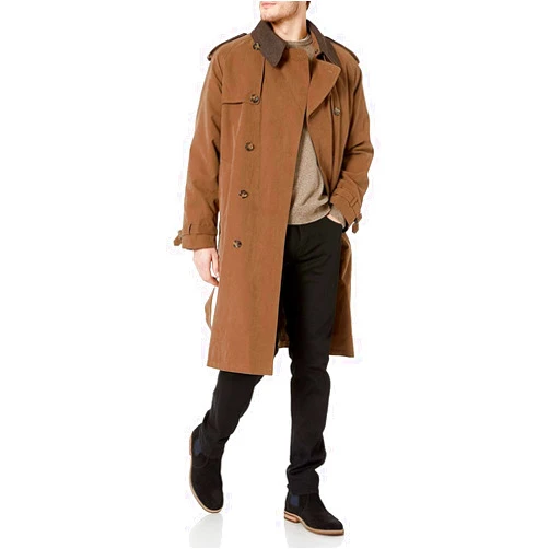 LONDON FOG Men's Iconic Double Breasted Trench Coat with Zip-Out Liner and Removable Top Collar