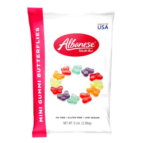 Albanese World's Best Mini Gummi Butterflies, 5lbs of Candy (Pack of 1)
