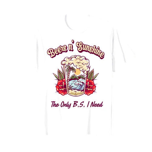 Retro Beach Vacation Summer Quotes 2023 Apparel The Only BS I Need Is Beers and Sunshine Retro Beach Grange T-Shirt