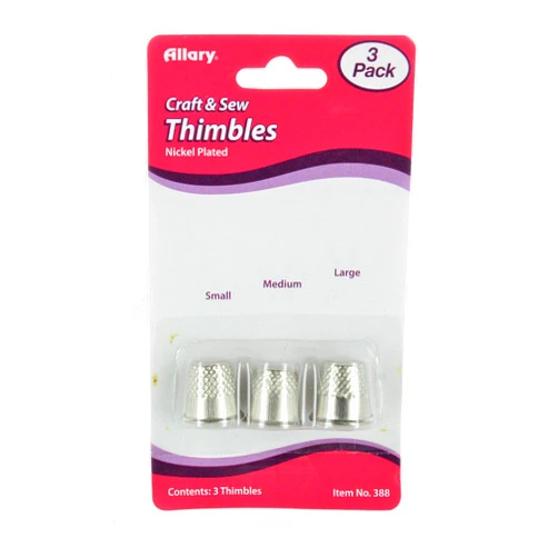 Craft & Sew Allary Craft & Sew ASSORTED THIMBLES Pack Small, Medium & Large Sizes (1 of Each Size) (NICKEL PLATED Metal Thimbles)3