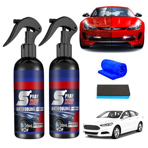 Warmow 2Pcs Multi-Functional Coating Renewal Agent, 3 in 1 Ceramic Car Coating Spray, High Protection Quick Car Coating Spray Fast-Acting, Plastic Parts Refurbish Agent, High Protection Nano Coat