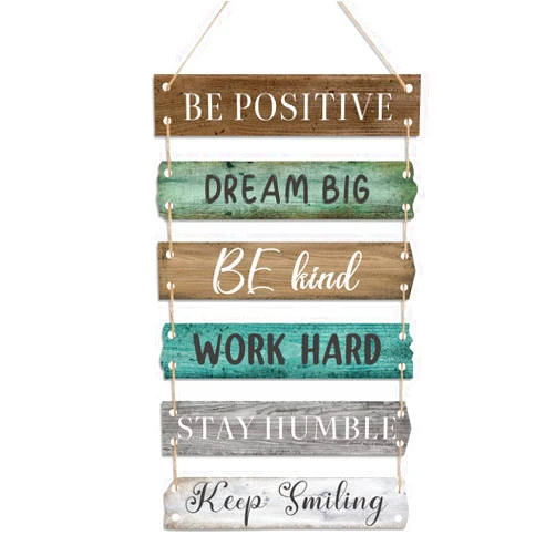 Blulu 6 Pieces Rustic Wall Hanging Plaque Sign Inspirational Wall Art Farmhouse Wooden Wall Signs Positive Wall Plaque with Quotes Motivational Quote Decor for Office Bedroom Living Room (Retro Style)