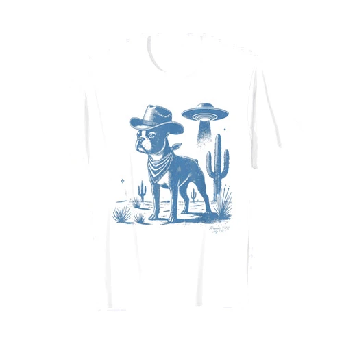 Taco-Dog Boston Terrier UFO Cowboy Dog, Dog Mom, Dog Dad, Alien Dog T-Shirt