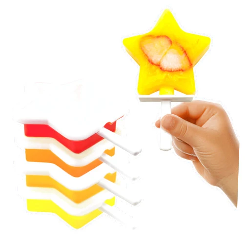 Tovolo Silicone Popsicle Molds with Sticks (4-Pack, Star) - Reusable Ice Pop Molds for Homemade Flavored Ice Pops & Frozen Snacks - Stackable Popsicle Maker with Lid, Dishwasher Safe & BPA-Free