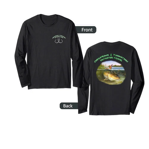 Piankatank River Chesapeake Bay Saltwater Fishing Piankatank River Chesapeake Bay Red Drum Fishing Long Sleeve T-Shirt