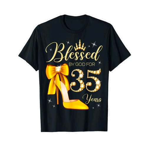 Blessed By God It's My Royal Birthday B-Day Party Blessed By God For 35 Years Old 35th Birthday Woman Queen T-Shirt