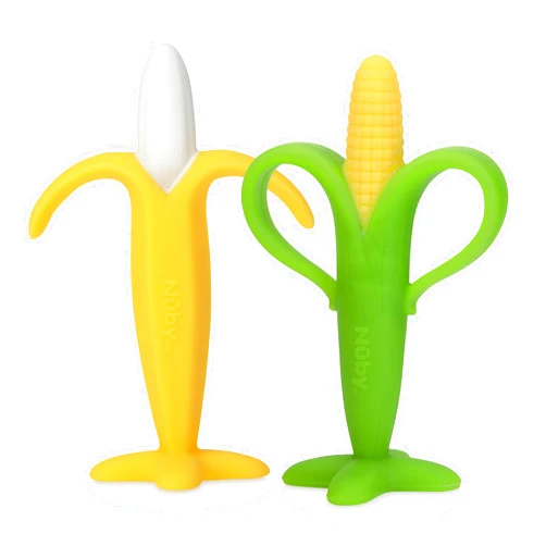 Nuby Soothing Banana & Corn Teether, 2 Pack, 3+ Months