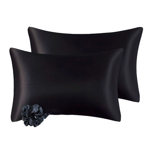 JUWENIN Luxury Satin Silk Pillow Case 2 Pack Pillowcase for Hair and Skin Satin Pillow Covers with Zipper Closure (Queen(20