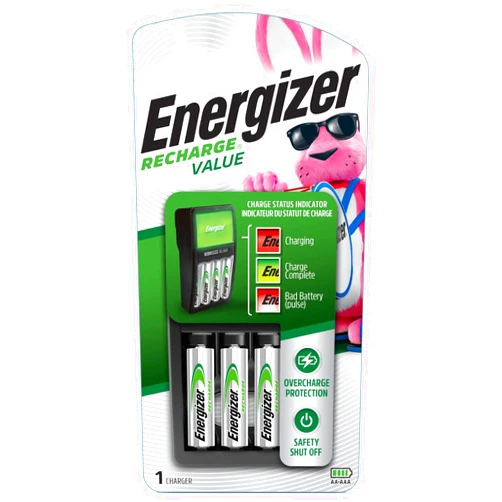 Energizer Rechargeable AA and AAA Battery Charger (Recharge Value) with 4 AA NiMH Rechargeable Batteries