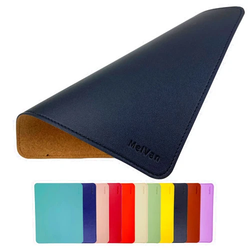 MelVan PU Leather Mouse Pad with Stitched Edge, Wood Mouse Pad, Waterproof Gaming Mouse Pad Mat for Computers, Laptop, Office & Home, 10.2