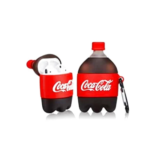 ZHAWK Silicone AirPods Case Cover | Compatible with AirPods Only | Comes with a Unique Keychain | Wireless Charging Case | Best Gifts for Your Loved Ones (Cocacola - 1/2)