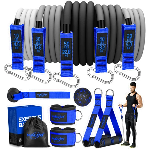 WALITO Resistance Bands Set - Exercise Bands with Handles, Door Anchor, Legs Ankle Straps, for Heavy Resistance Training, Physical Therapy, Muscle Training, Yoga, Home Workouts