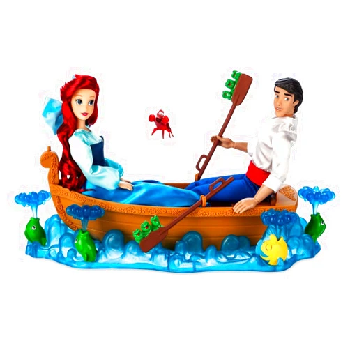Disney Store Official The Little Mermaid - Ariel and Eric Doll Deluxe Gift Set Princess Toys - Includes Costumes, Rowboat, Oars, Flounder, Sebastian, and Scenic Packaging