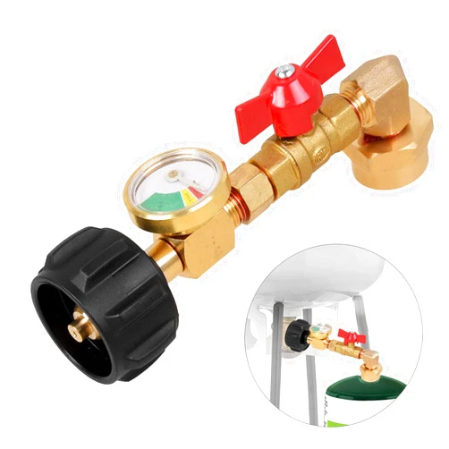 WedFeir Propane Refill Adapter with Valve and Gauge, Fill 1 Pound Bottles from 20lb Tank Fits QCC1 / Type1 Propane Tank and 1 lb Throwaway Disposable Cylinder Propane Bottle Connector.