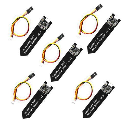 HiLetgo 5pcs Capacitive Soil Moisture Sensor Module Wide Voltage 3.3~5.5V with Cable Wire for Arduino