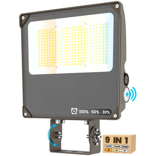 YARBO LED Flood Light with Timer Dimming, 150W/120W/100W Switchable, 3000K/4000K/5000K Tunable, 22500LM Dusk-to-Dawn Photocell LED Flood Light Outdoor, Trunnion Mount, IP65 Waterproof Security Lights