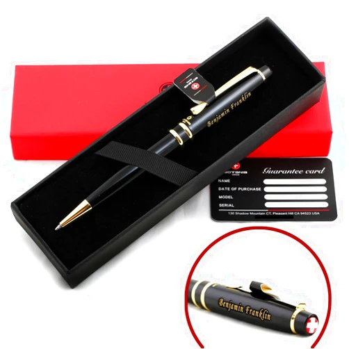 Sotania Free Engraving - Sotania Personalized Expert Roller Ballpen, Ballpoint pen, Refillable Pens, Retractable Medium Refill Pen Black Ink, Custom Gifts for Men, Women, Classy Gift Box (Black)