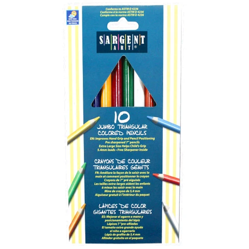 Sargent Art 22-7210 10-Count Jumbo Triangle Colored Pencils
