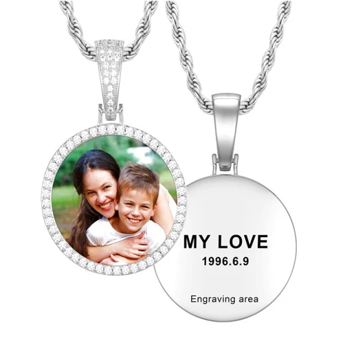 YIMERAIRE Photo Pendant Custom Picture Necklace Chain Personalized Photo Necklace Customized Picture for Women Men