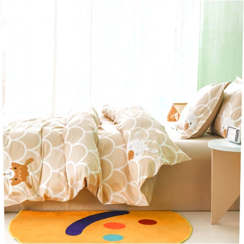 Simple&Opulence 100% Organic Cotton Duvet Cover for Kids Teens, 3 Pieces Soft Comforter Cover with Zipper Closure Boy Girl Warm Adorable Bedding Set - Alpaca, Twin
