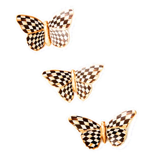 MACKENZIE-CHILDS Set of 3 Decorative Magnets, Magnetic Art for Metal Items and Refrigerator Decor, Courtly Check Butterfly