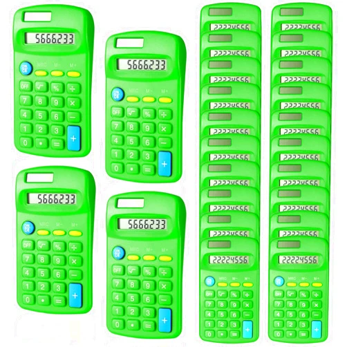Copkim 24 Pack Student Mini Calculator for Classroom, 8-Digit Display Dual Powered Handheld Math Tools for Teachers, School Supplies and Classroom Rewards, Compact Design(Green)