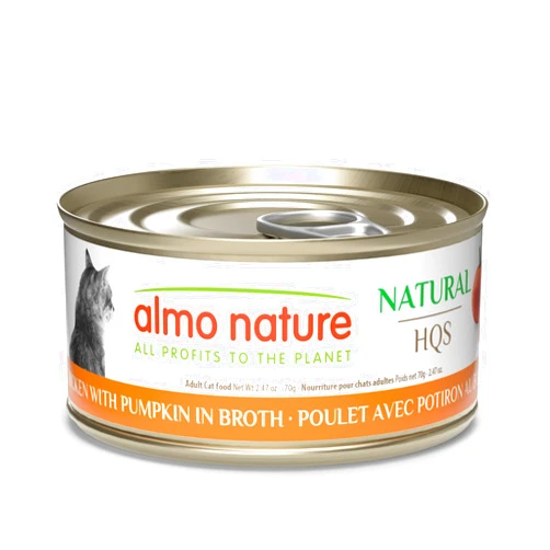 almo nature HQS Natural Wet Cat Food Chicken with Pumpkin in Broth, Grain-Free, 2.47 oz (Pack of 24)