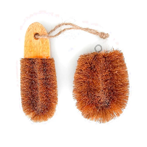 Cleaning Brush Coconut Fiber tawashi Brushes, Vegetable Brush, Potato Scrubber, Natural Cleaning Brushes for Household use, Ideal for Fruits, Veggies and Household use. Pack of 2, Brown