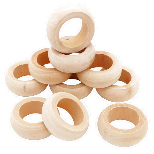 DUTWROY Wooden Napkin Rings 10pcs Natural Wood Serviette Holders Round Serviette Rings Table Decoration Napkin Ring for Party Decoration,Dinning Table,Everyday,Family Gatherings