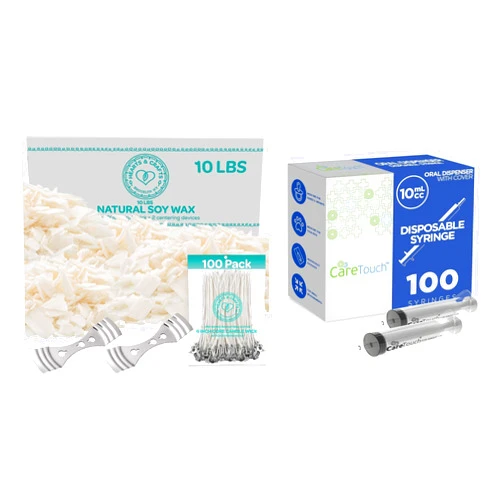 Hearts & Crafts Natural Soy Wax - Candle Making Wax Supplies and Care Touch 10ml Oral Dispenser with Cover- 100 Syringes (No needle)